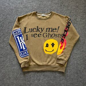 Kanye West Lucky Me! I See Ghosts Camp Flog Gnaw DBL Sided Tan Sweatshirt Men M